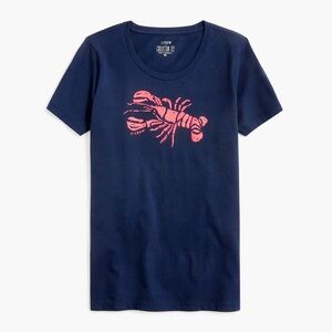 J. Crew Navy Tee with Pink Lobster Graphic